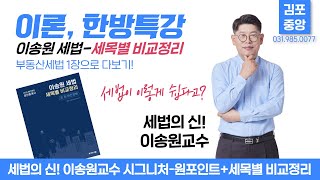 [🔴세법의 신] 이송원교수의 [이론, 한방특강-세목별 비교정리]-과세대상물 비교정리🎁송원세법 시그니처-원포인트특강 패/키/지/할인! 상세보기 ▼ #공인중개사 #이송원세법