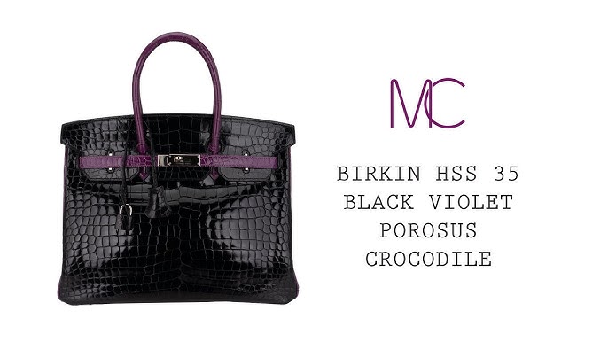 Hermes Birkin HSS 35 Black Violet Exotic Porosus Crocodile Bag Palladium  Hardware • MIGHTYCHIC • 