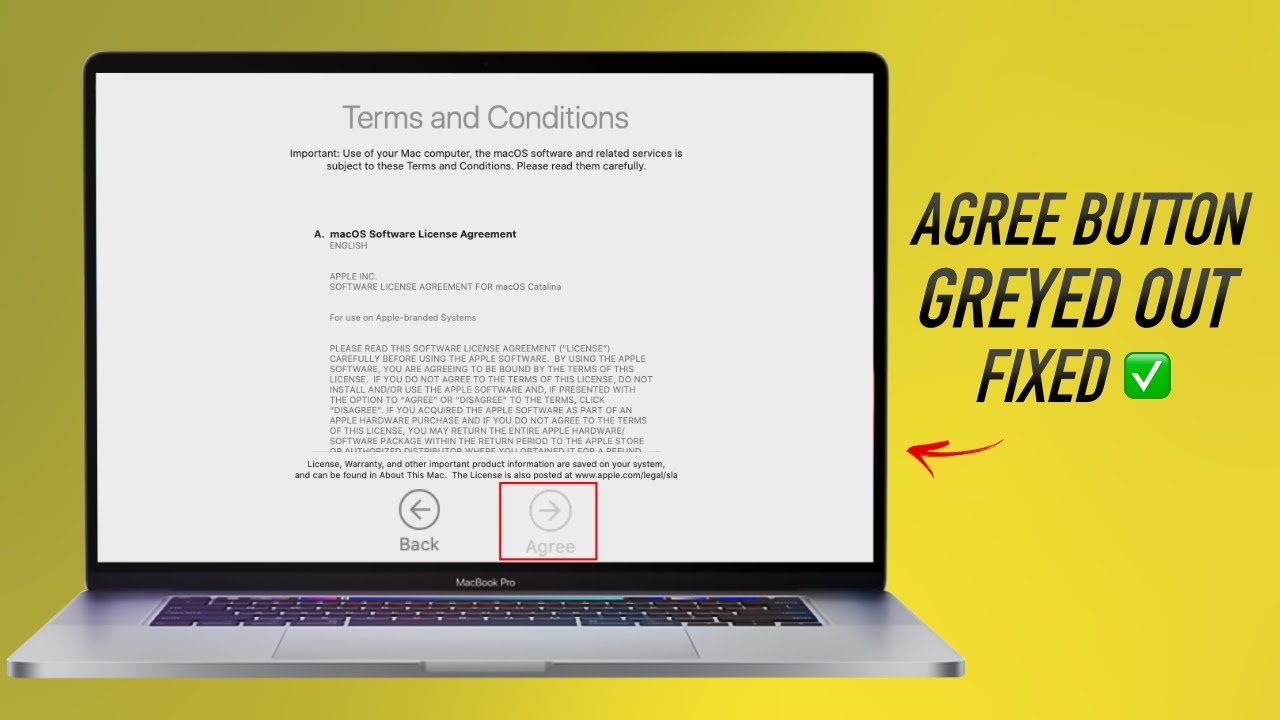 Macbook Terms and Conditions Agree Greyed Out? Here's The Fix! - YouTube