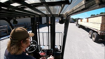 Forklift POV:  Unloading a Truck of Lumber in under 10 MINUTES!