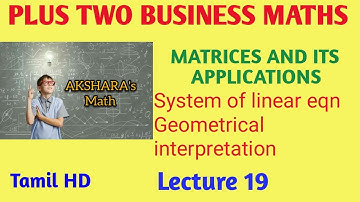 +2 BUSINESS MATHS. MATRICES INTRODUCTION TO SYSTEM OF LINEAR EQUATIONS LECTURE 19