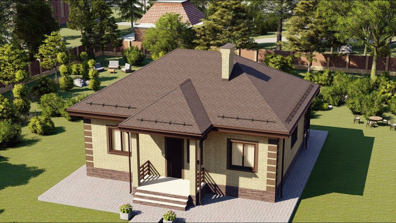 Проект одноэтажного дома из газобетонных блоков - YouTube