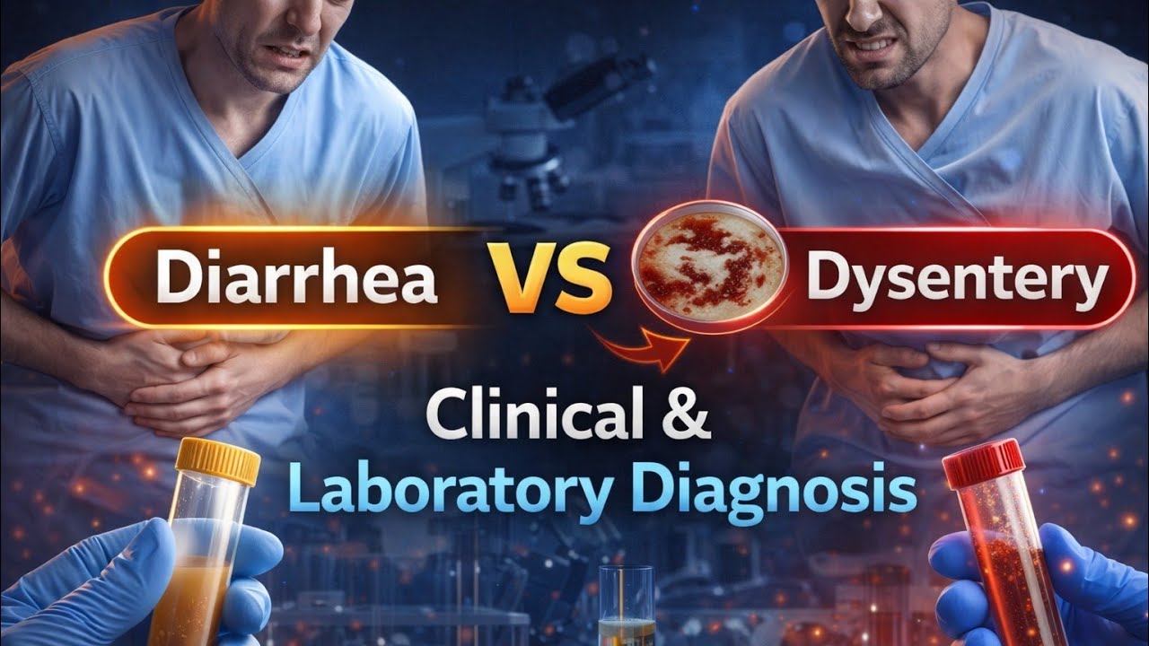 E71. Diarrhea and dysentery  ايه الفرق بينهم وازاى اشخص انواع dysentery المختلفة داخل المعمل
