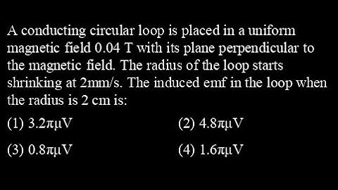 TS 11 Q25 A conducting circular loop is placed in a uniform magnetic field 0.04 T with its pl