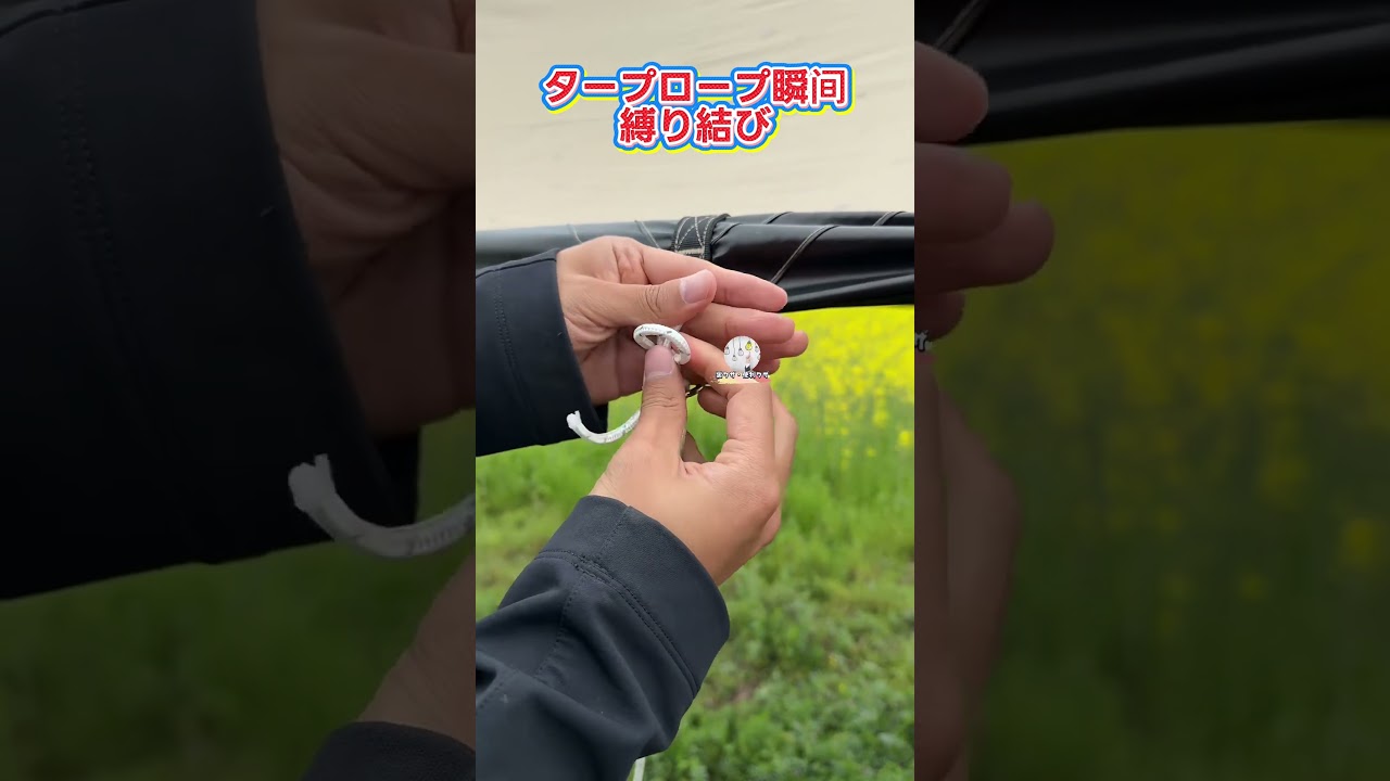 【タープロープ瞬间縛り結び】ワンタッチで締まり、すぐ解けて便利～ #結びテク #アウトドア