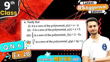 Rs Aggarwal Class 9 | Exercise 2B Question number 6 | Chapter 2 Polynomials | Md Sir Class 9