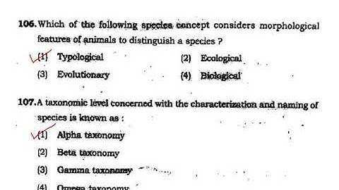 M.Sc. Zoology BHU (2017) entrance MCQ part 4