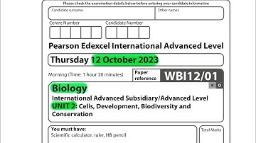 A level | Biology | Unit 2 | October 2023 | Pearson  Edexcel