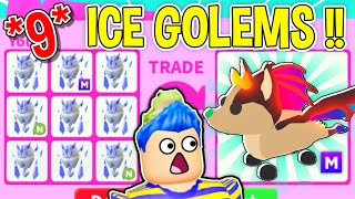 Trading *9* ICE GOLEMS In Adopt Me Roblox!! ❄️ Roblox Adopt Me Trading In Adopt Me Winter Update