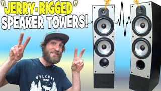 &quot;Jerry Rigged&quot; SPEAKER TOWERS w/ 8 inch WOOFERS &amp; Cheap OLD Tweeters! EXO&#39;s Garage Sound System FIX