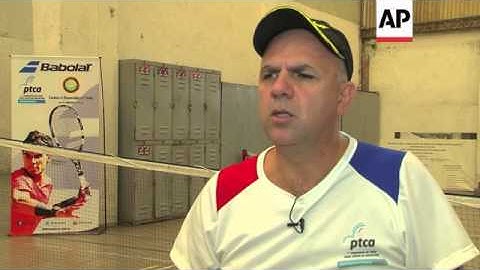 Visually impaired play tennis using sound