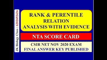 CSIR NET NOV 2020| RANK & PERCENTILE RELATION | CUTOFF with PERCENTILE | CSIR NET LIFE SCIENCE