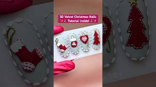 Velvet Christmas Nail Art Tutorial | 3D Sugar Effect Design with Acrylic Powder 🎄✨