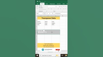 Transpose Data | Excel Vertical to Horizontal | @todfodeducation