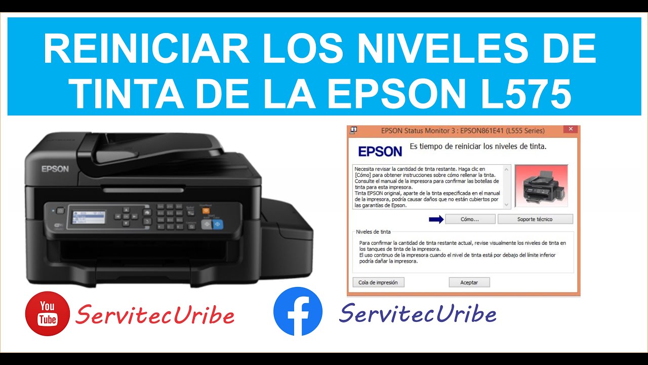 Reiniciar los Niveles de Tinta de las Impresoras Epson L575 / reset niveles  de tinta de Epson - YouTube