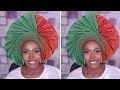 Double Fan Gele Tutorial With Two Scarfs - How To Tie Gele - Head wrap