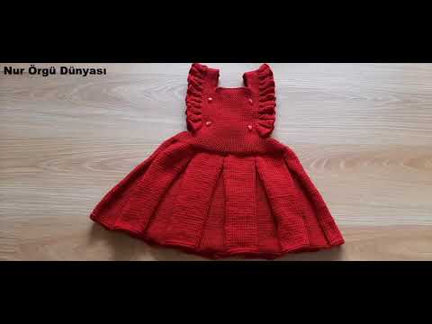 2-3 Yaş Kız Bebek Elbisesi Jile Yapımı, Kırmızı Bebek Elbise Yapımı