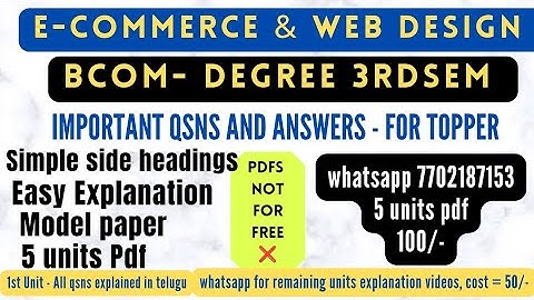 Ecommerce and web designing degree 3rdsem important qsns with answers explanation #bcom #ecommerce