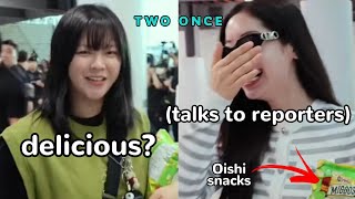 twice and korean reporters *oishi* interaction at airport 😂