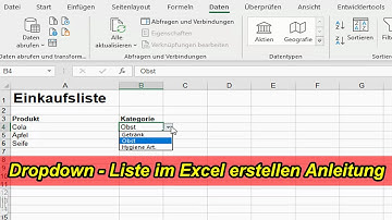 Excel Dropdown Auswahl erstellen - Excel Dropdown Liste / Menü einfügen & bearbeiten Anleitung