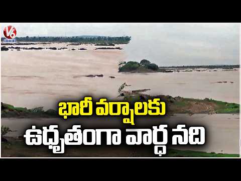 Torrential Rains Push Water Into Wardha River at Thatipally | Kumuram Bheem | V6 News - V6NEWSTELUGU