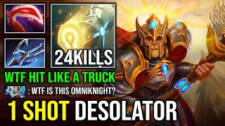 WTF 1 Shot Desolator Hammer 1v5 Solo Mid Omniknight Pure Hammer Hit Like a Truck Dota 2 screenshot 5