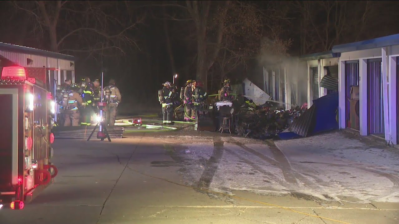 Early morning fire damages Saylor Township storage facility - YouTube