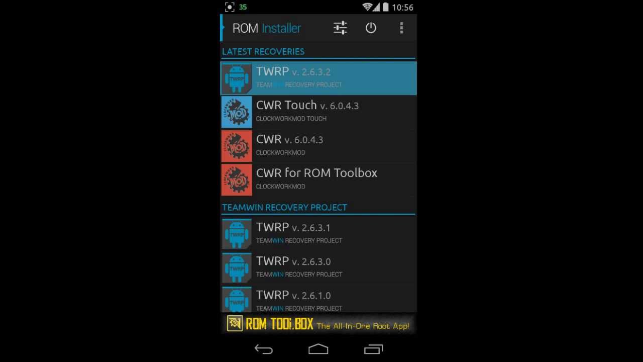 Instalar cualquier recovery android super facil, (clockworkmod) (twrp) por medio de ROM Installer