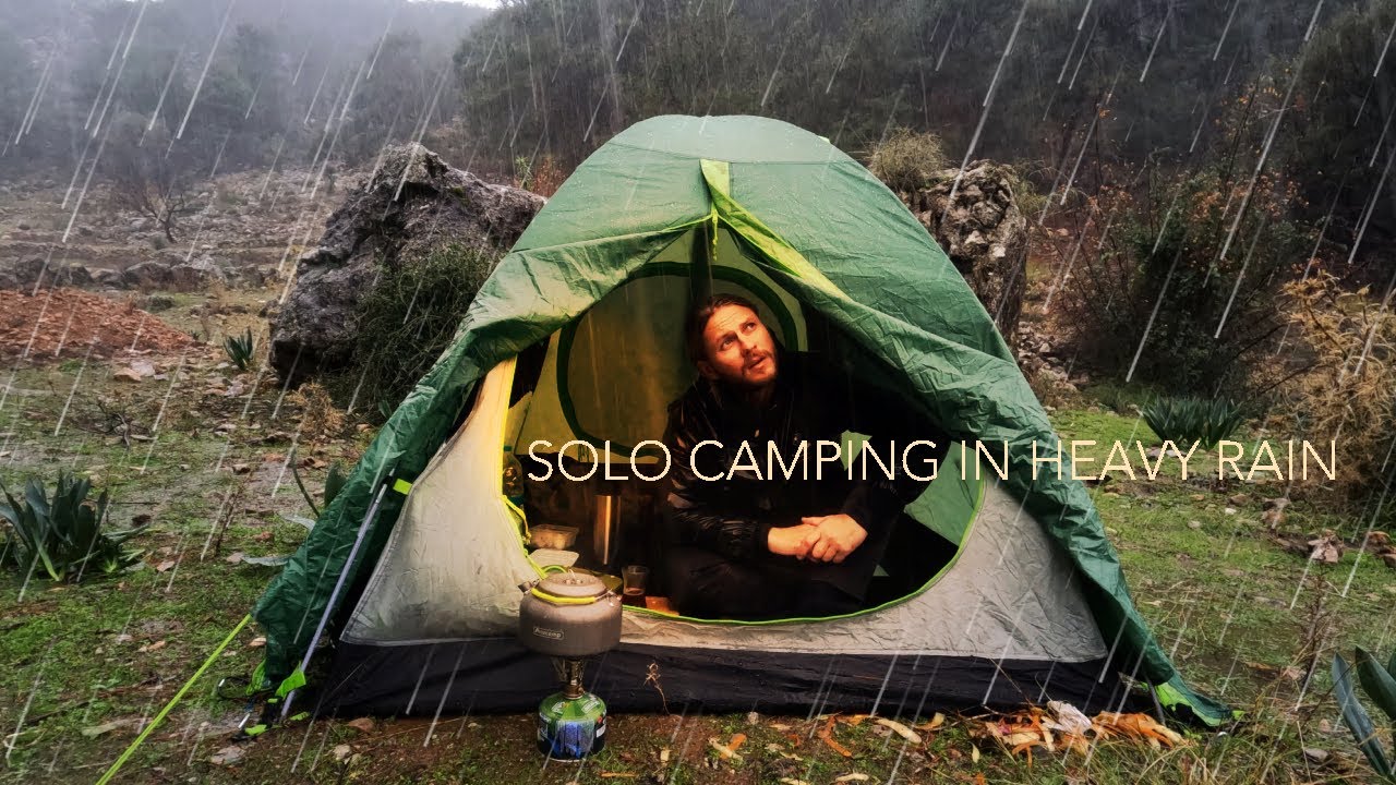 SOLO CAMPING IN HEAVY RAIN - RELAXING IN THE TENT - ASMR - YouTube