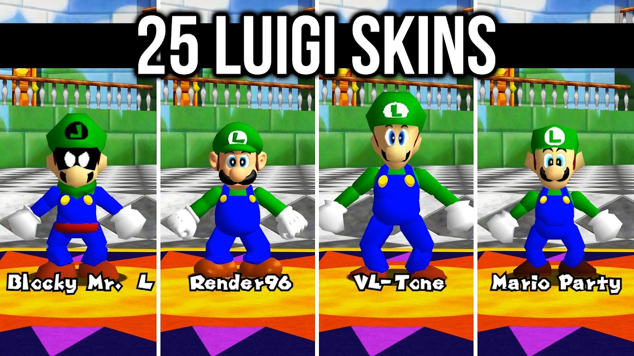 ⭐ 25 Luigi Characters Skins Mods !!! - Super Mario 64 PC ⭐