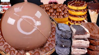 ASMR GIANT CHOCOLATE BALL MALTESERS ICE CREAM NUTELLA DESSERT MUKBANG 초콜릿 먹방 チョコレート 咀嚼音EATING SOUNDS