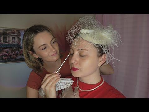 ASMR Perfectionist 1950's Low Bun Hairstyle | Pillbox hat, Pearl Necklace, White Gloves, Final Touch