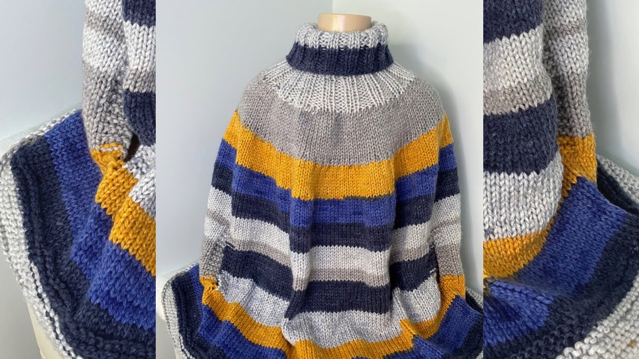 PONCHO EM TRICÔ COM LAÇO MÁGICO E ABERTURA PARA OS BRAÇOS