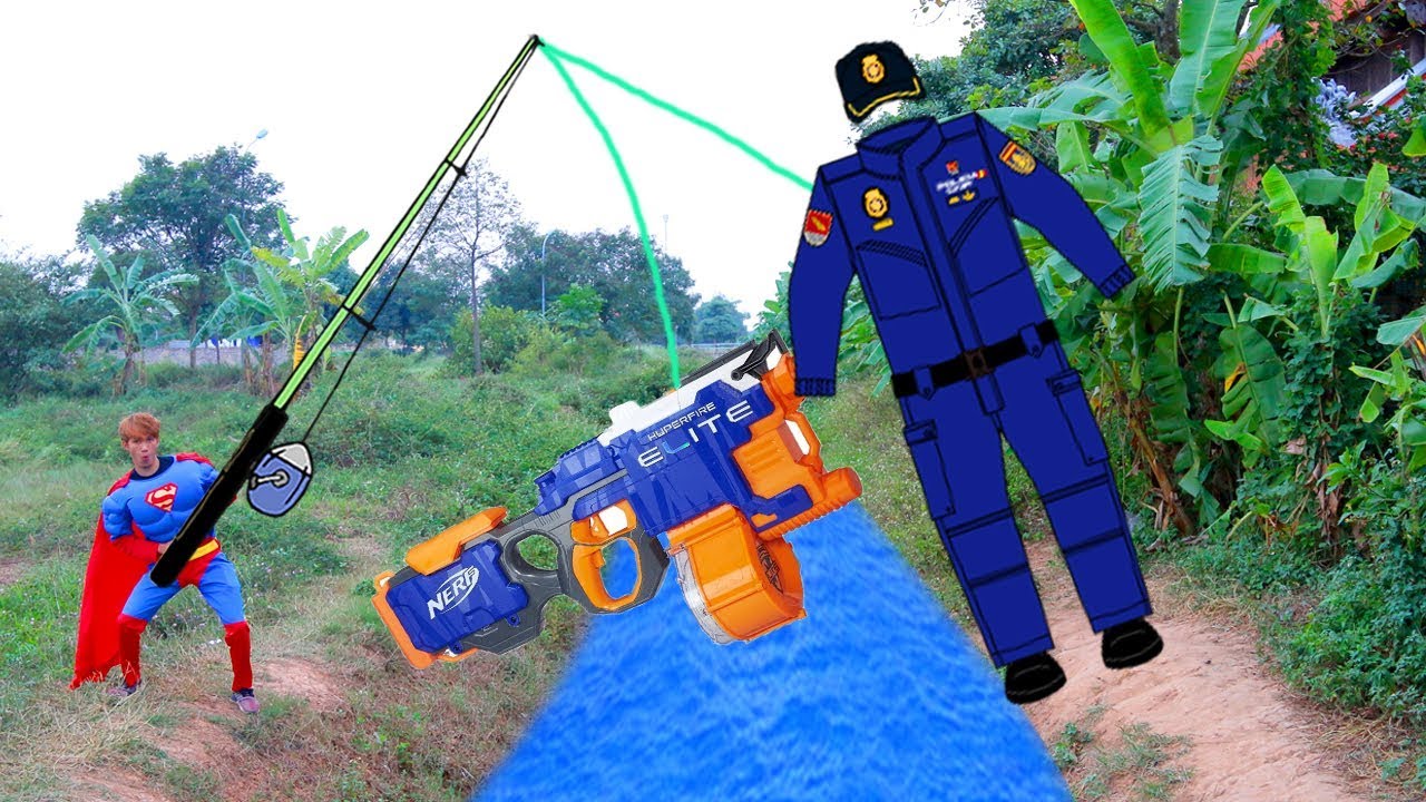 SuperHero Kids Go To School Learn Colors with Candy Nerf Water Johny Johny Yes Papa Nursery Rhymes