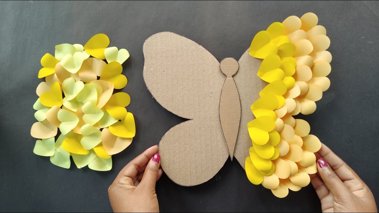Beautiful Yellow Butterfly Wall Hanging Craft Ideas || Cardboard craft idea || Paper Craft