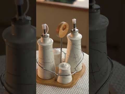 Набір для спецій та рідких текстур 4 предмети на бамбуковій підставці Yiwu HP1219, видео 1