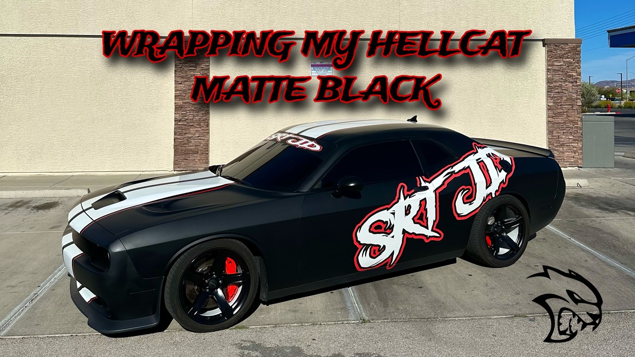 INSTALLING THE MEANEST BLACK WRAP ON MY MANUAL HELLCAT!😱