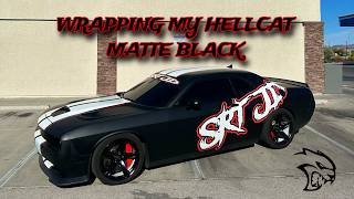 INSTALLING THE MEANEST BLACK WRAP ON MY MANUAL HELLCAT!😱