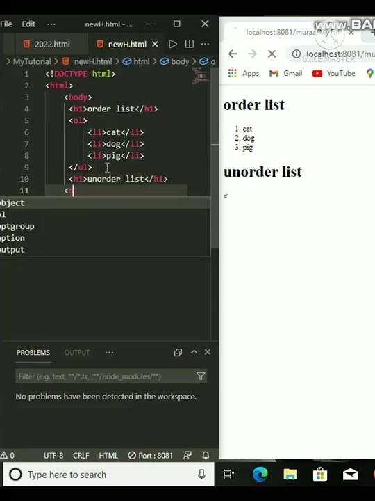 Order list and unorder list in html #html #shorts - YouTube