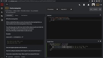 CodeWars || Find the missing letter || JavaScript || Code Challenge