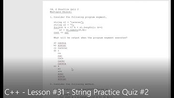 C++ - Lesson #31 - String Practice Quiz #2