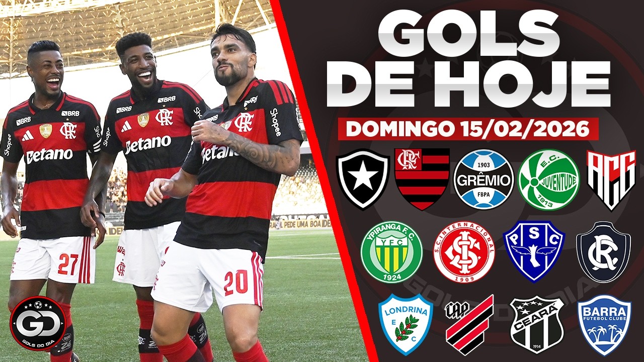 🥅 TODOS OS GOLS DESTE DOMINGO 15/02/2026, GOLS DOS ESTADUAIS, GOLS DE HOJE, GOLS DA RODADA(COMPLETO)