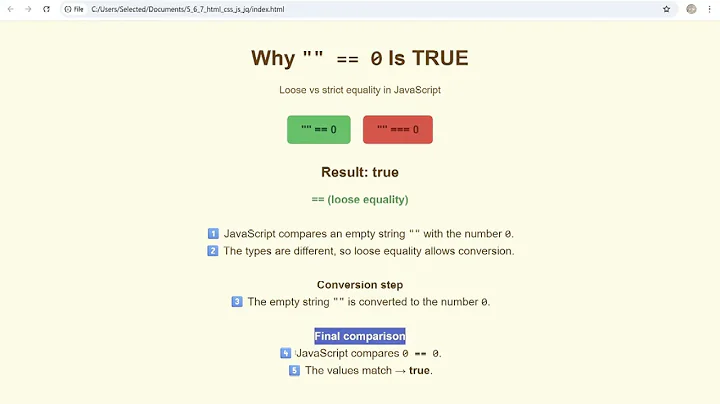 JavaScript 28: "" == 0 Is TRUE in JavaScript