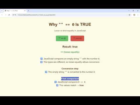 JavaScript 28: "" == 0 Is TRUE in JavaScript