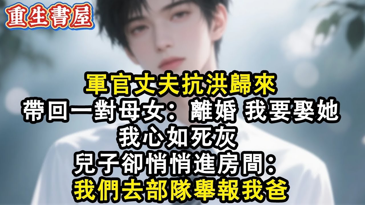 【重生爽文】軍官丈夫抗洪歸來 帶回一對母女：離婚吧 我要娶她 照顧他們  我心如死灰  兒子卻悄悄進房間：媽 快收拾行李 我們去部隊舉報我爸#小說 #重生故事 #爽文