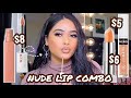 MY TOP 5 DRUGSTORE NUDE LIP COMBO | DRUGSTORE NUDE LIP GLOSS + LIPSTICKS for MEDIUM/TAN SKIN ♡