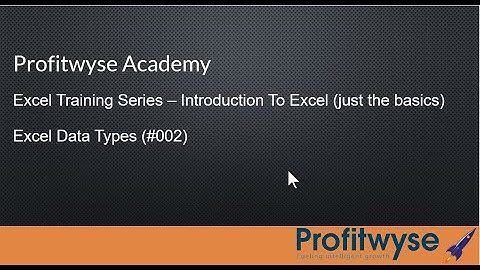 002 - Profitwyse Academy | Introduction to Excel Series | Excel Data Types