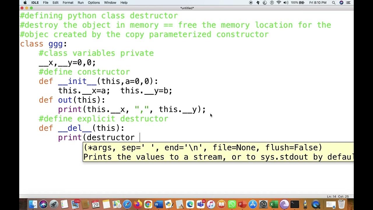 week 05 python class destructor definiton and keyword del - YouTube