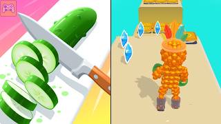 Perfect Slices vs Pixel Rush ✦ ASMR Gameplay Android iOS • 2048 Number Merge Race Games screenshot 1
