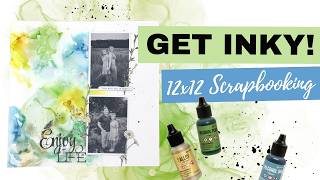 Simple Alcohol Ink Background on a 12x12 Scrapbook Layout